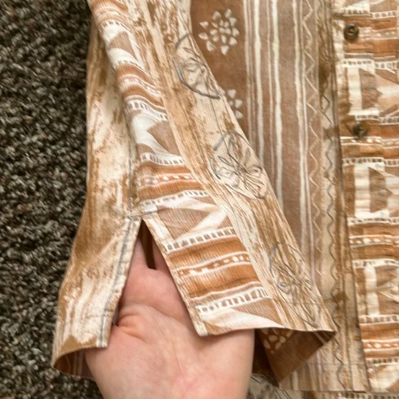 Cooke Street Honolulu Vintage Cream Button Down Beach Hawaiian Shirt, Size Large - Picture 8 of 12